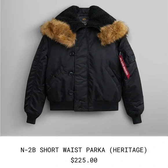 Alpha Industries Black Bomber Jacket N-2B with Fur Trim - Picture 2 of 8
